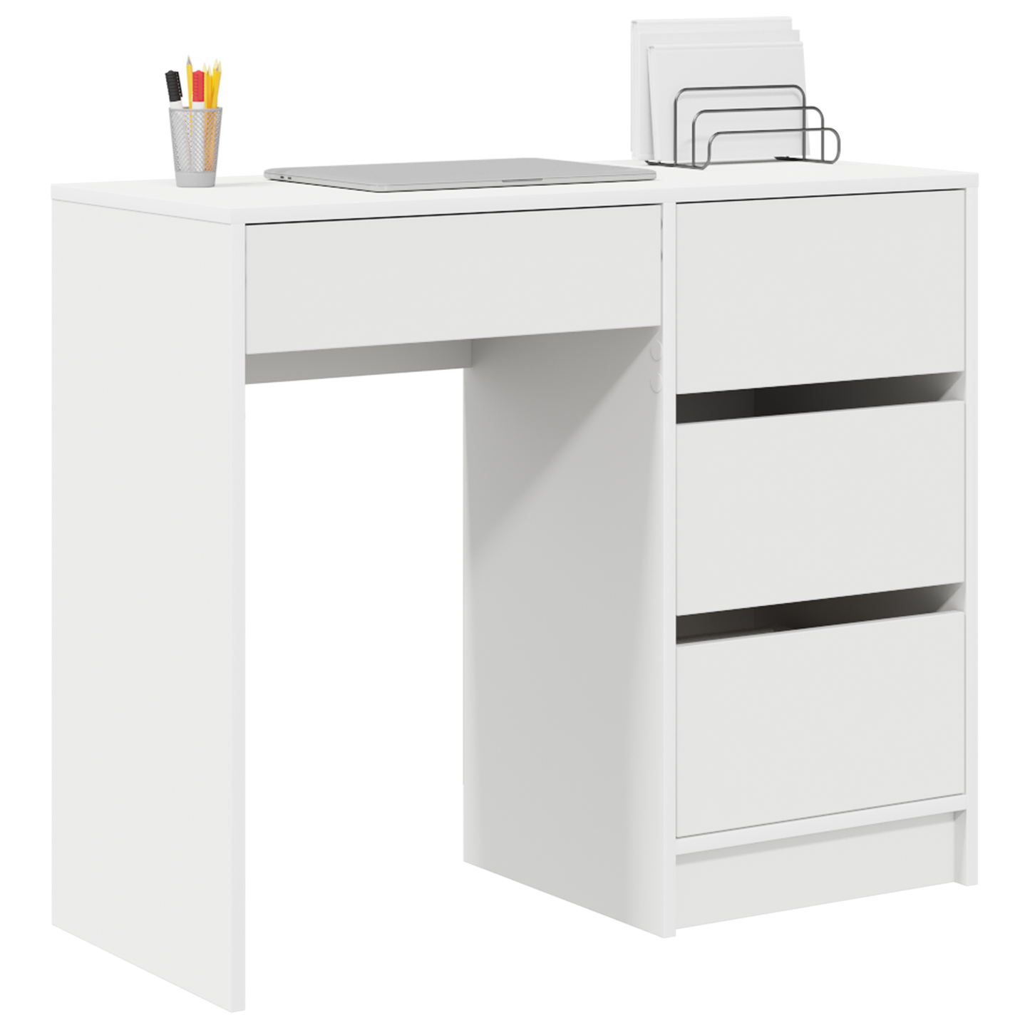 Skrivebord med skuff Hvit 90 x 37,5 x 75 cm Konstruert tre