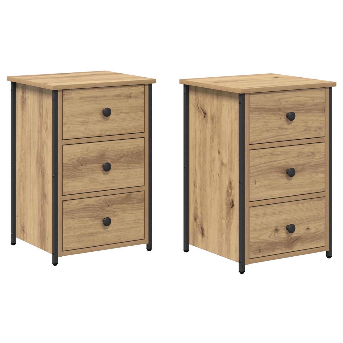 Nattbordskap 2 pcs Brun 40 x 36 x 60 cm Massiv Reclaim Tre
