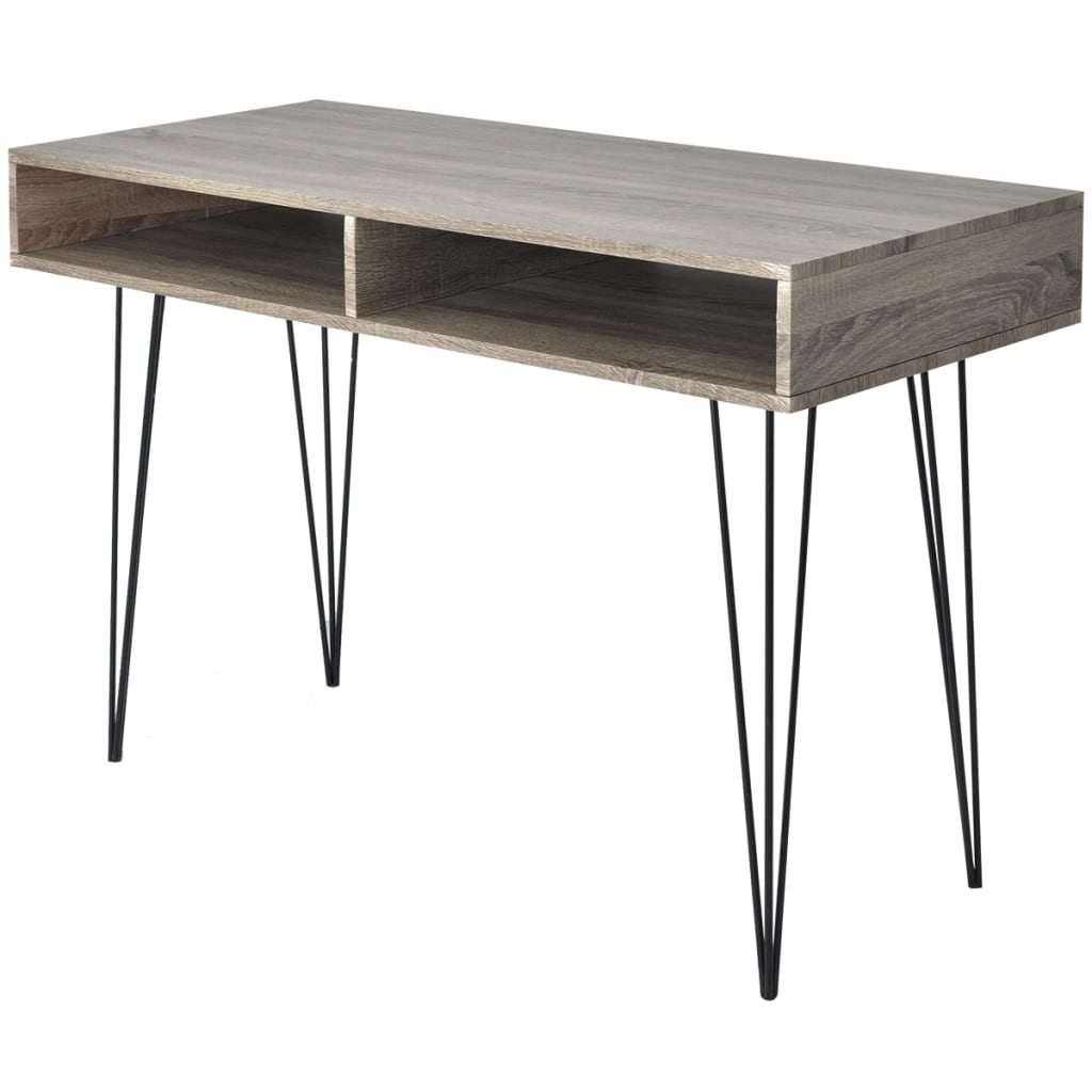 Skrivebord med 2 hyller grått