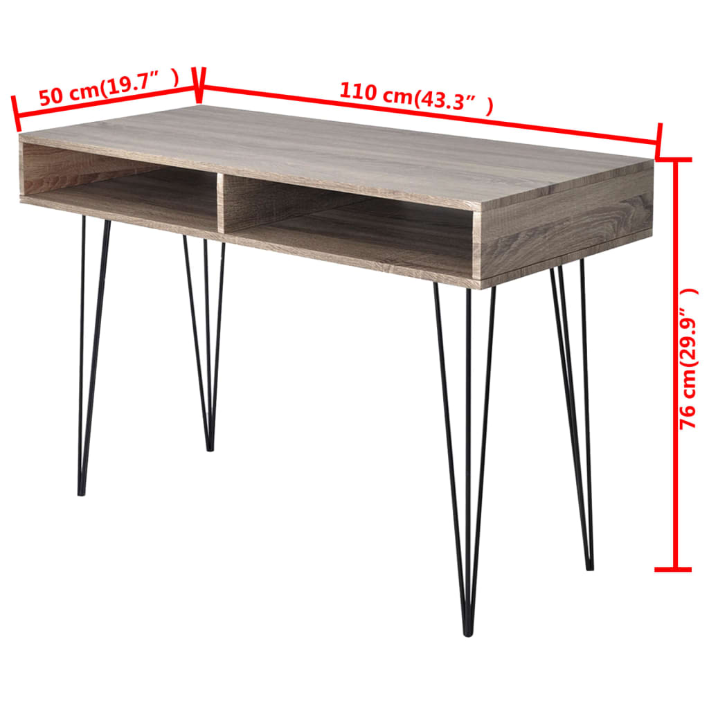 Skrivebord med 2 hyller grått