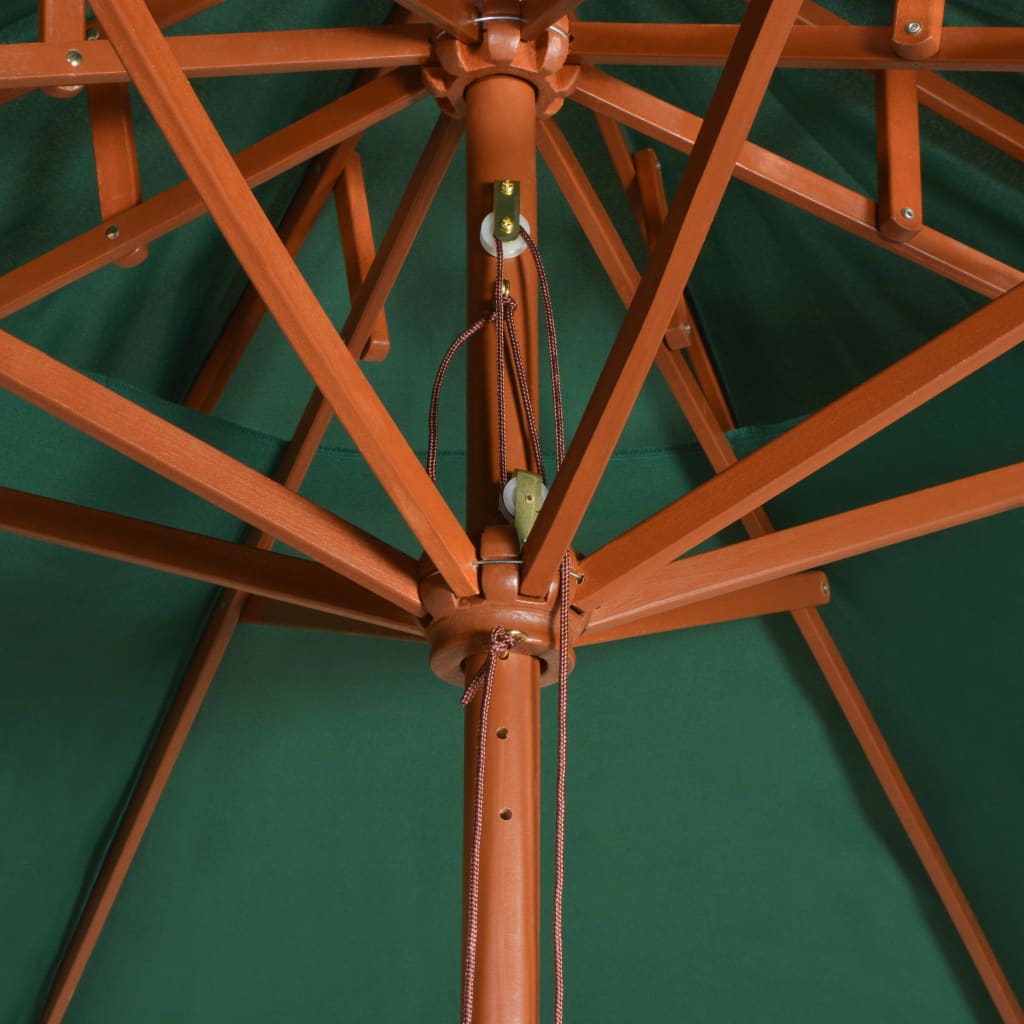 Parasoll med lufteluke 270x270 cm trestang grønn