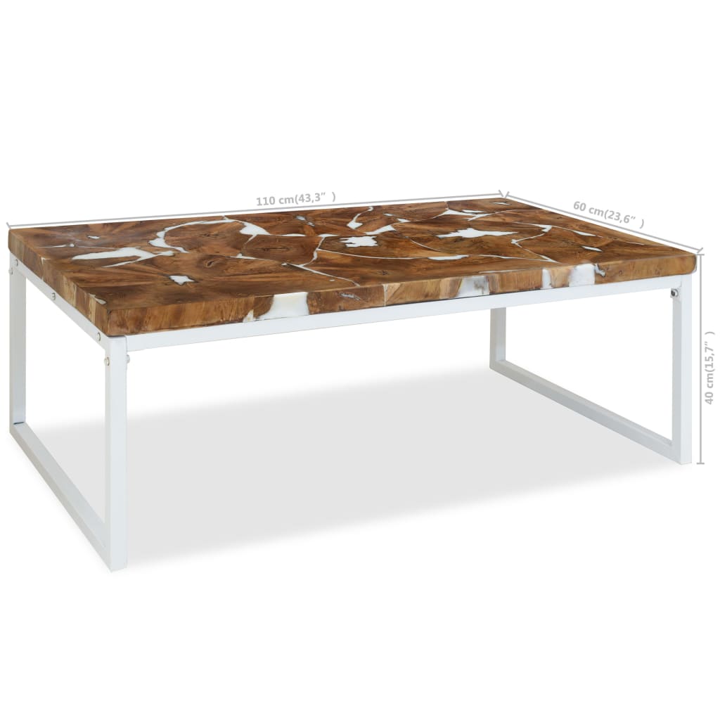 Salongbord teak harpiks 110x60x40 cm