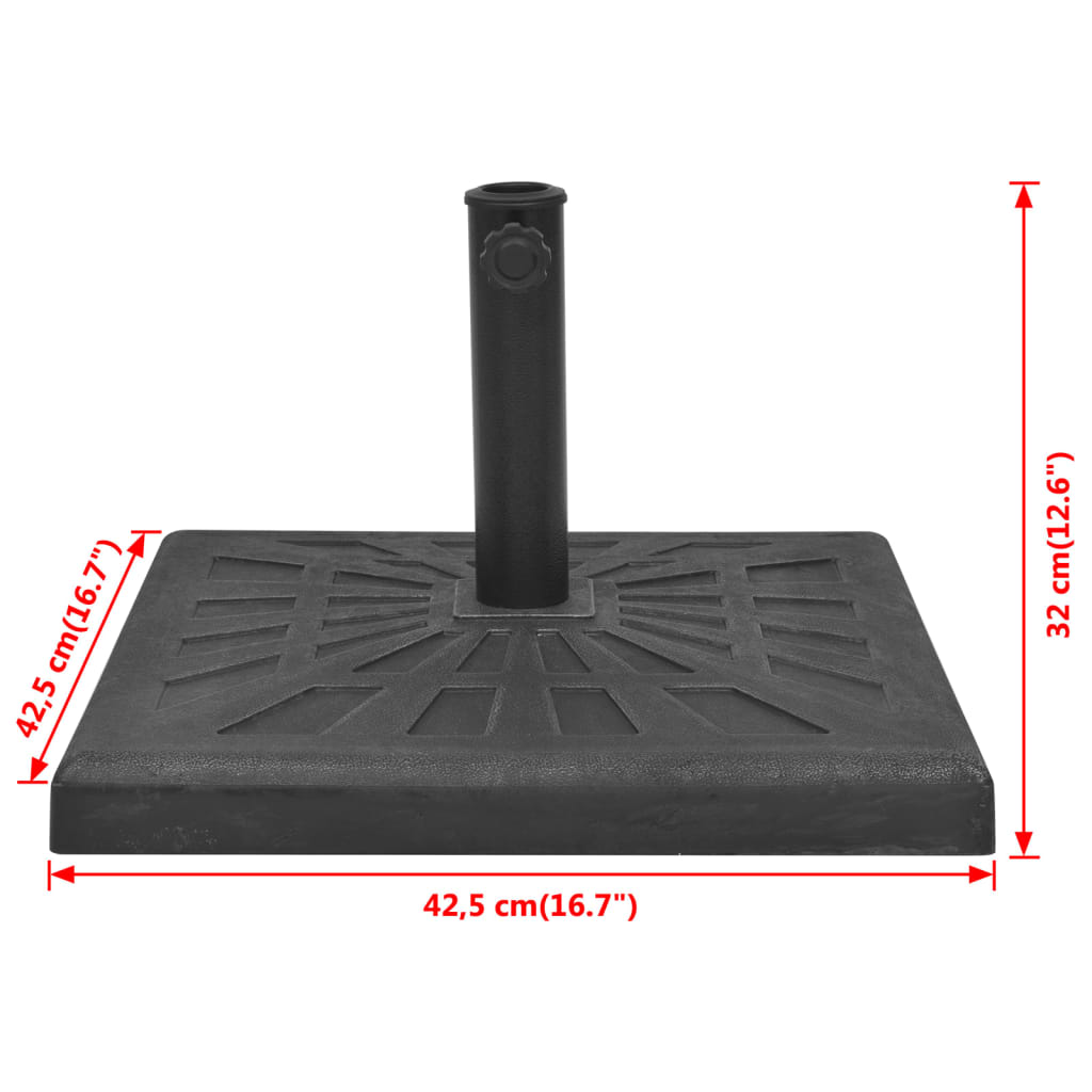 Parasollfot harpiks kvadrat svart 12 kg