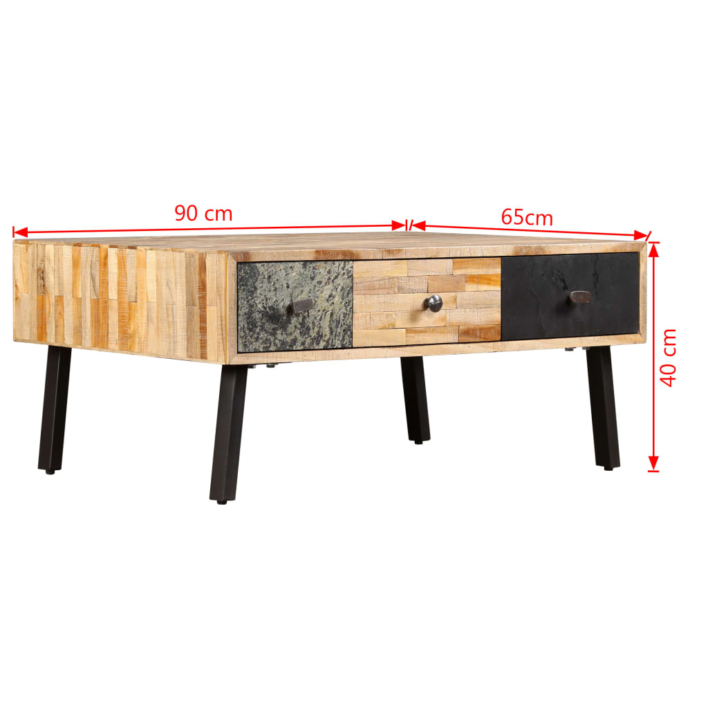 Sofabord gjenvunnet heltre teak 90x65x40 cm