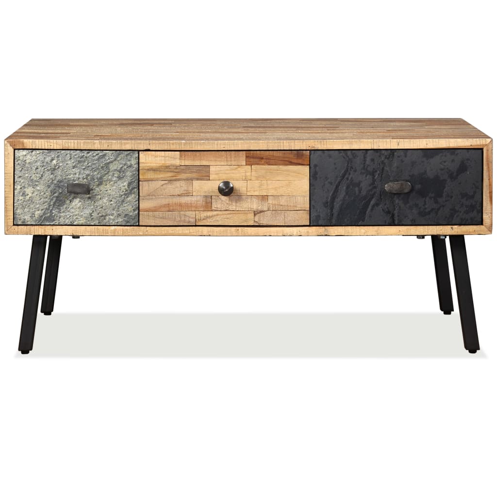 Sofabord gjenvunnet heltre teak 90x65x40 cm