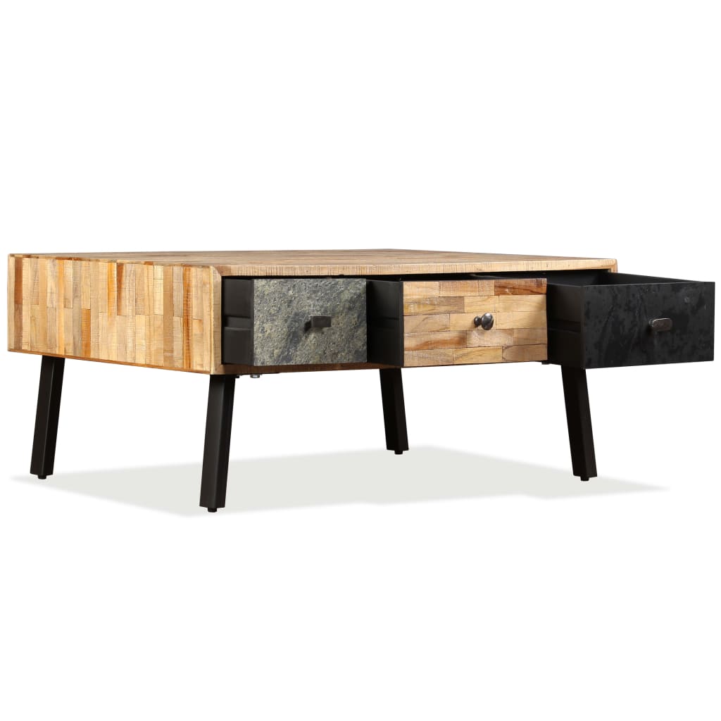 Sofabord gjenvunnet heltre teak 90x65x40 cm