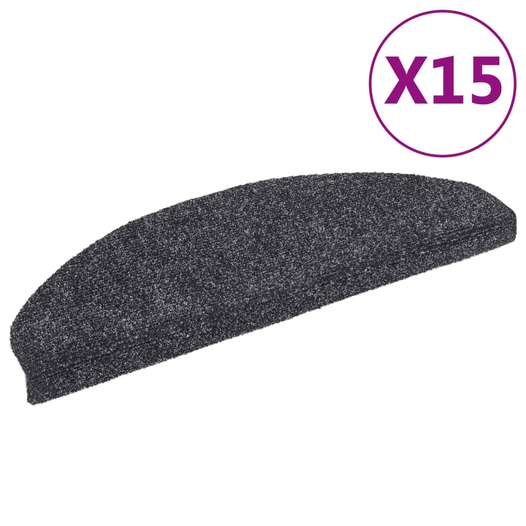 Trappematter selvklebende 15 stk 65x21x4 cm mørkegrå halvrund store