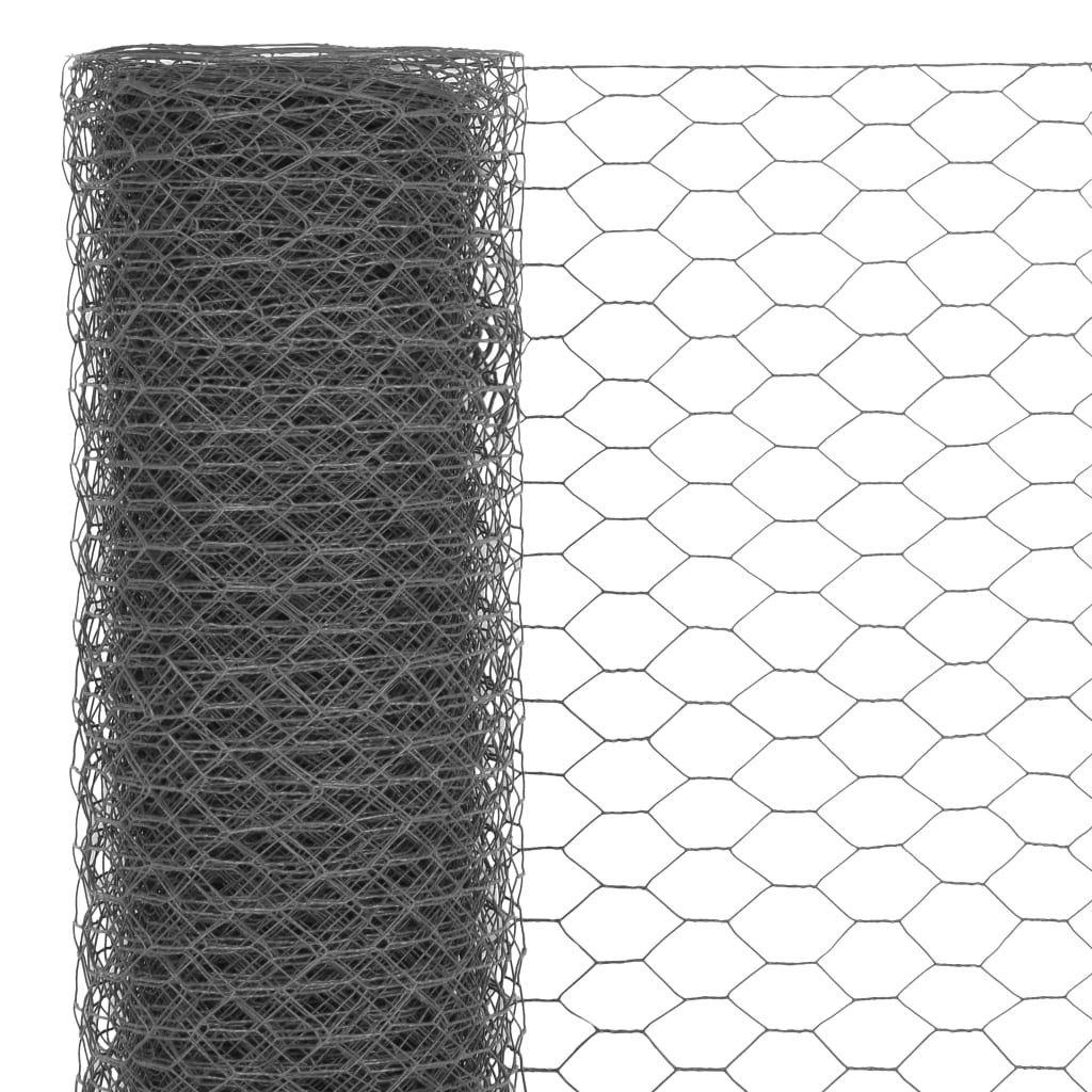 Trådgjerde kylling stål med PVC-belegg 25x0,75 m grå