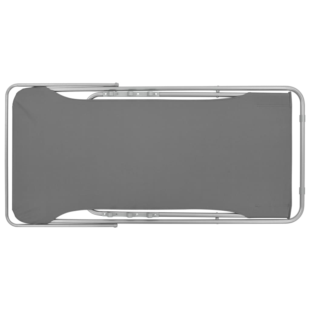 Sammenleggbare strandstoler 2 stk stål og oxfordstoff grå