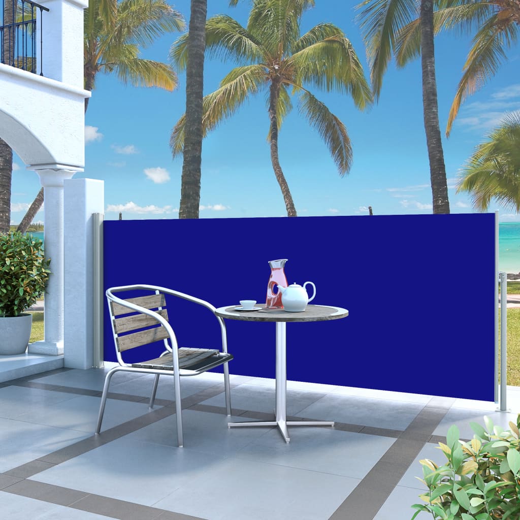 Uttrekkbar sidemarkise 120 x 300 cm blå