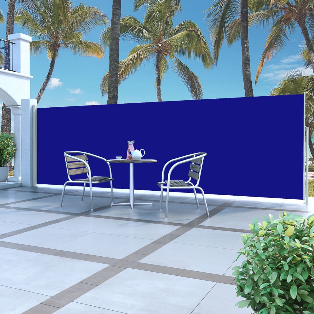 Uttrekkbar sidemarkise 160 x 500 cm blå