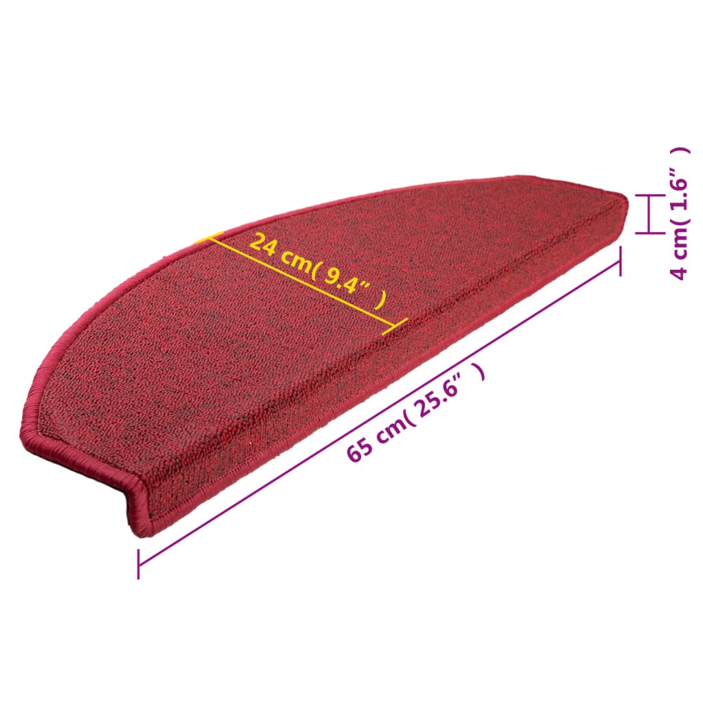 Trappematter 15 stk 65x24x4 cm rød halvrund store