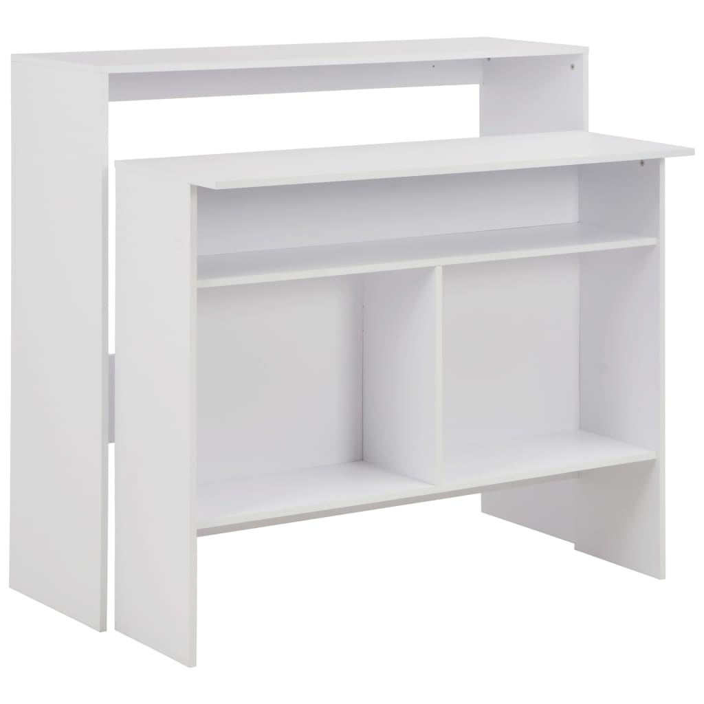 Barbord med 2 bordplater 130x40x120 cm hvit