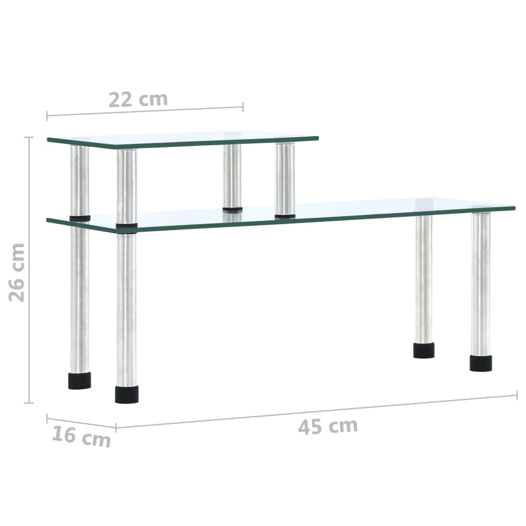 Kjøkkenhylle gjennomsiktig 45x16x26 cm herdet glass