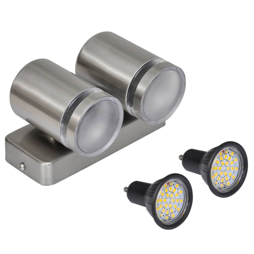 LED-vegglampe rustfritt stål nedover med kjeglehode