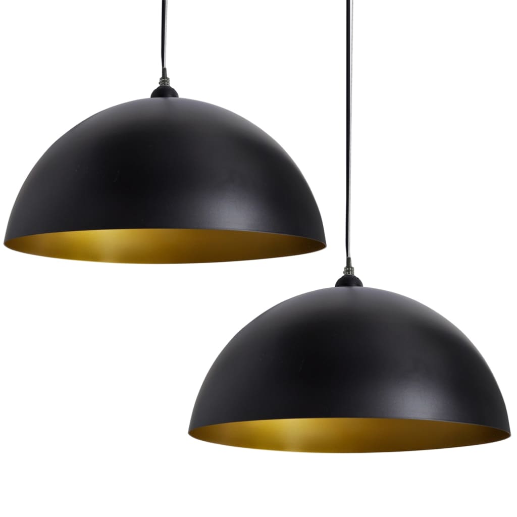 Taklampe 2 stk høydejusterbar halvkuleformet svart