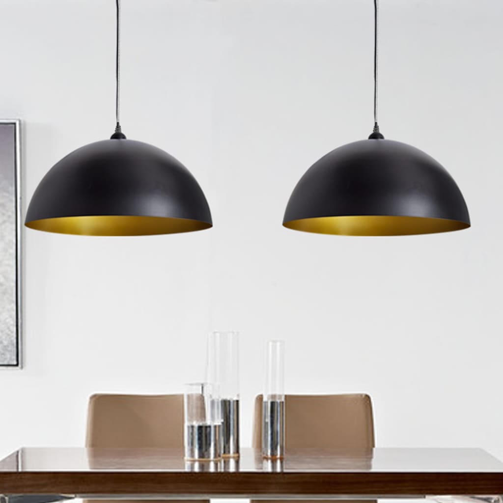 Taklampe 2 stk høydejusterbar halvkuleformet svart
