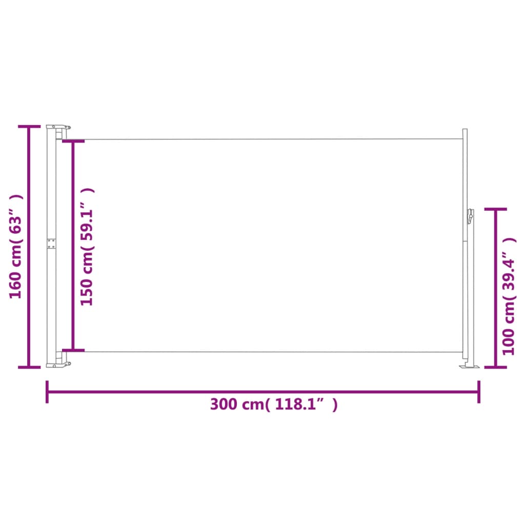 Uttrekkbar sidemarkise 160x300 cm brun