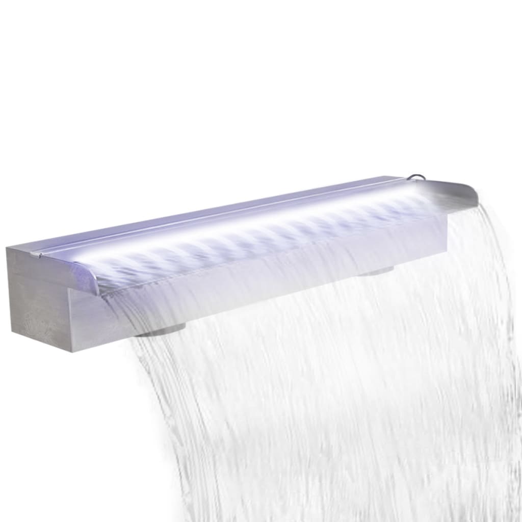 Rektangulær foss med lysdioder i rustfritt stål 60 cm