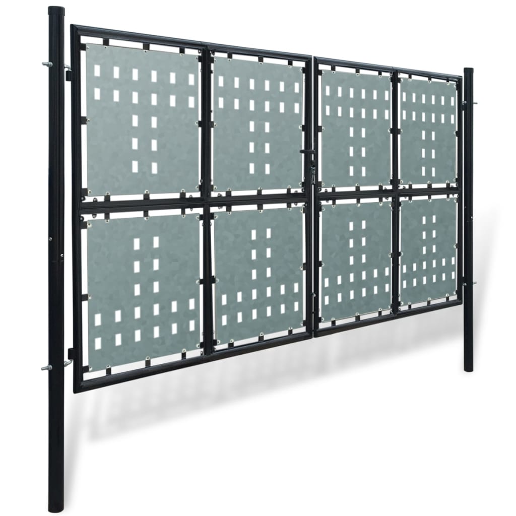 Svart gjerdeport med én dør 300x150 cm