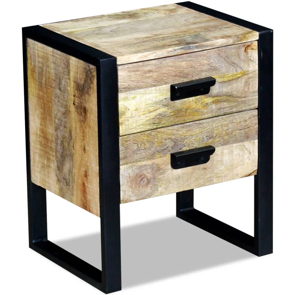 Sidebord med 2 skuffer heltre mango 43x33x51 cm
