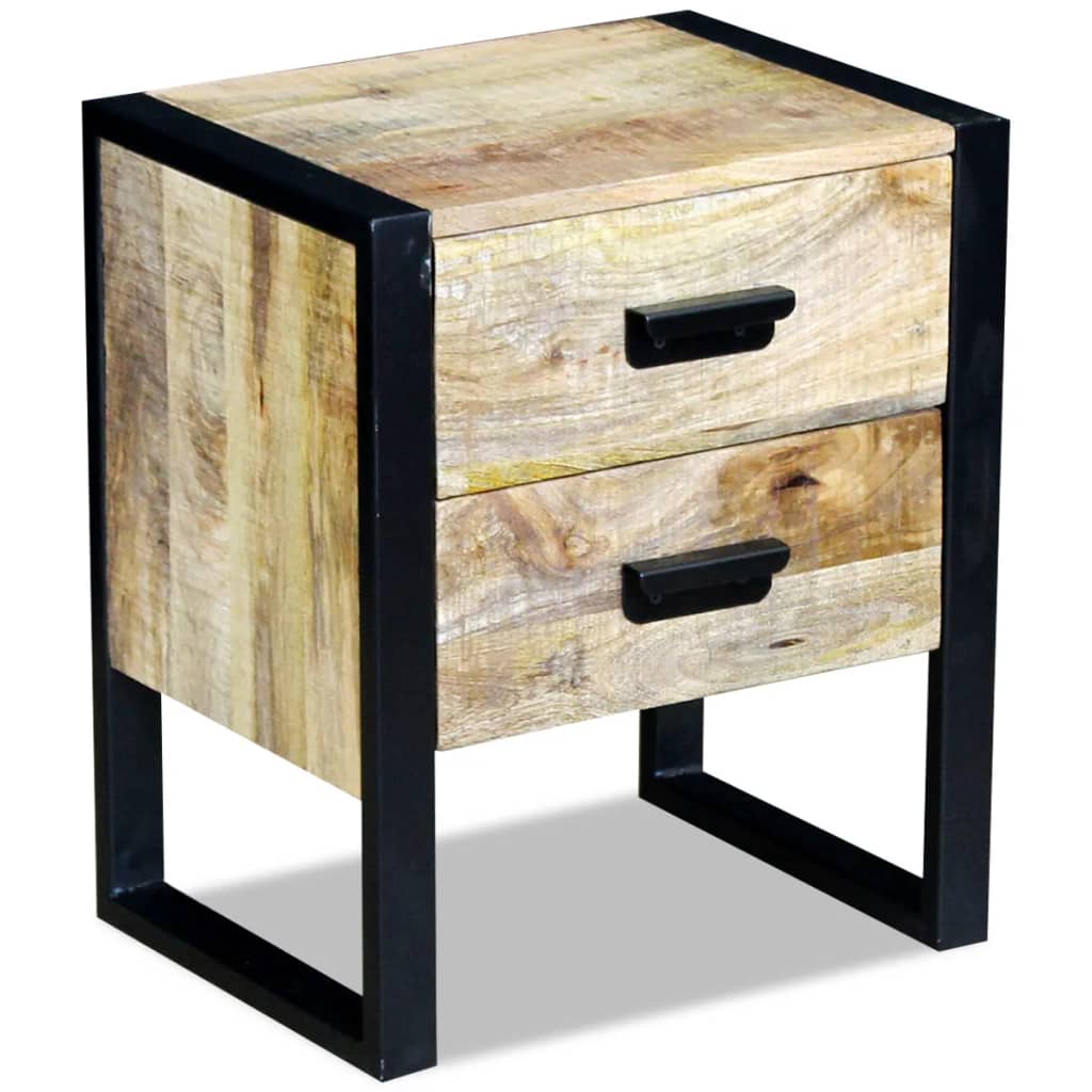Sidebord med 2 skuffer heltre mango 43x33x51 cm