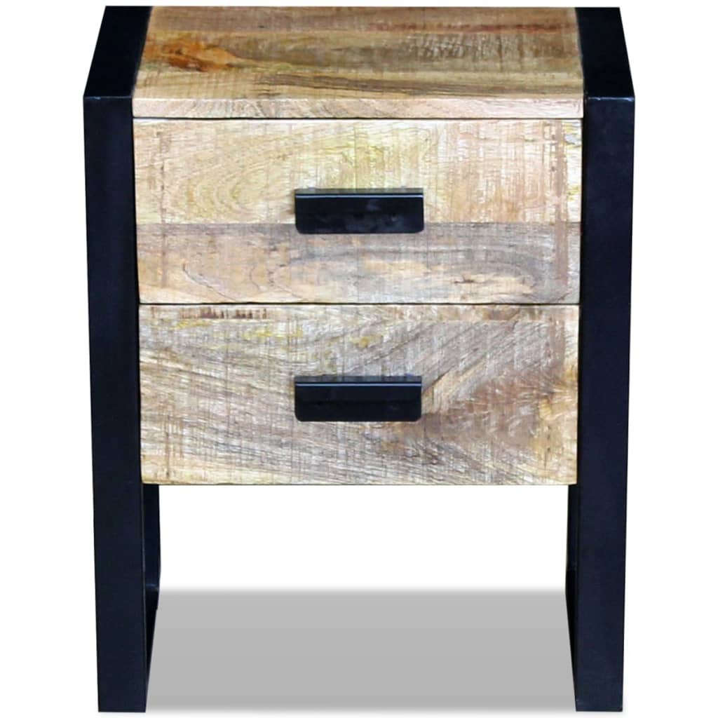 Sidebord med 2 skuffer heltre mango 43x33x51 cm