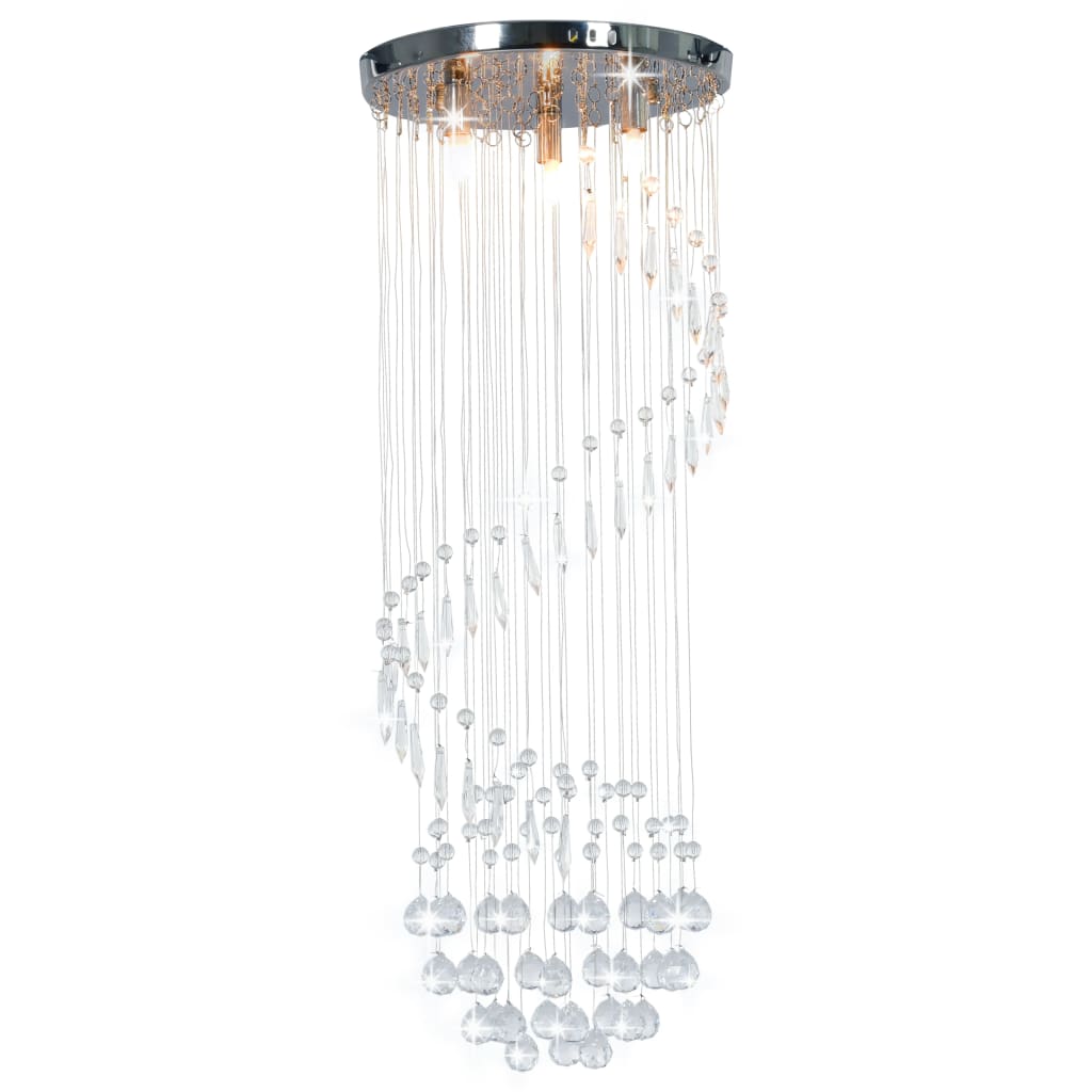 Taklampe med krystallperler sølv spiral G9