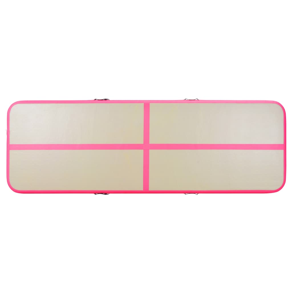 Oppblåsbar gymnastikkmatte med pumpe 400x100x10 cm PVC rosa