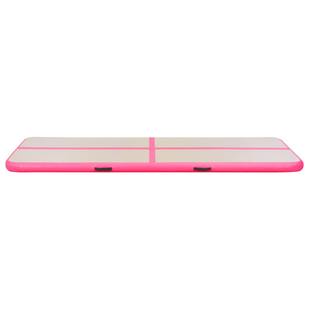 Oppblåsbar gymnastikkmatte med pumpe 400x100x10 cm PVC rosa