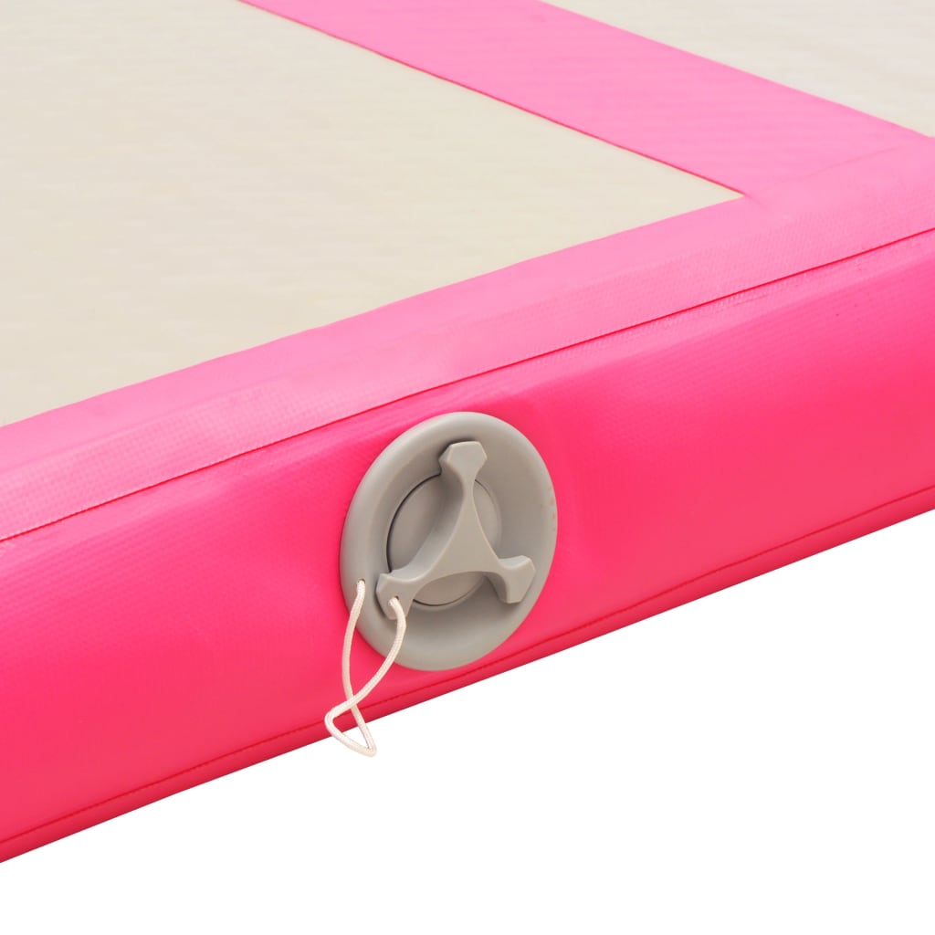 Oppblåsbar gymnastikkmatte med pumpe 400x100x10 cm PVC rosa