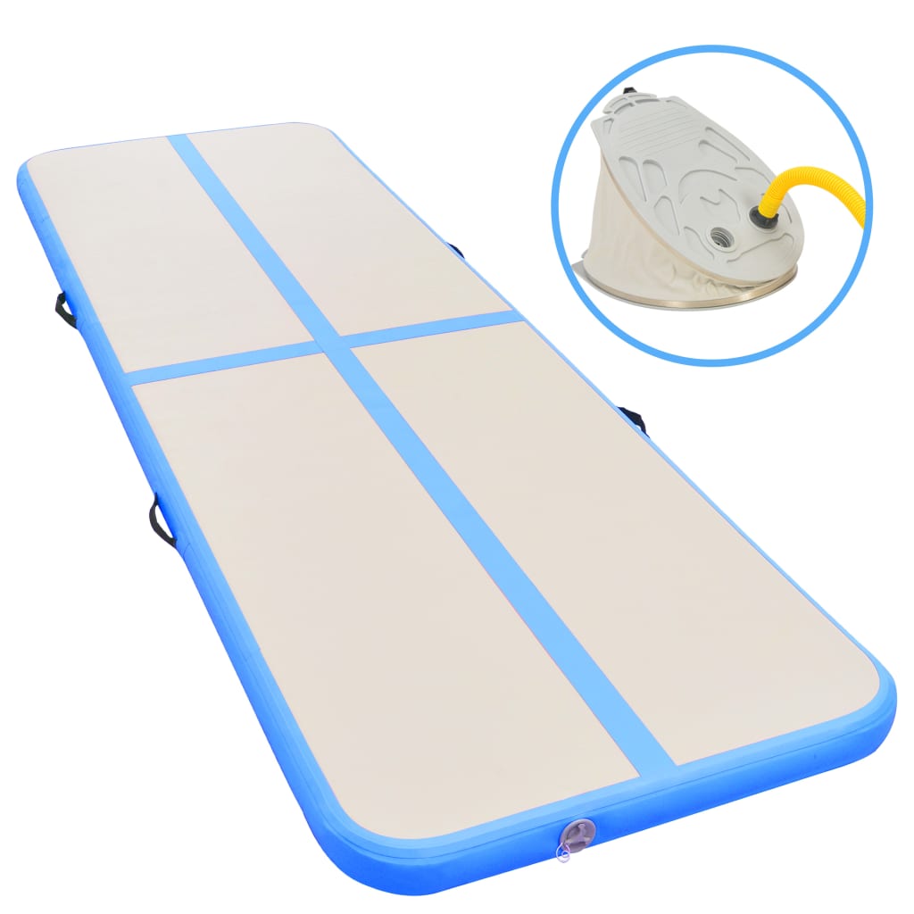 Oppblåsbar gymnastikkmatte med pumpe 800x100x10 cm PVC blå