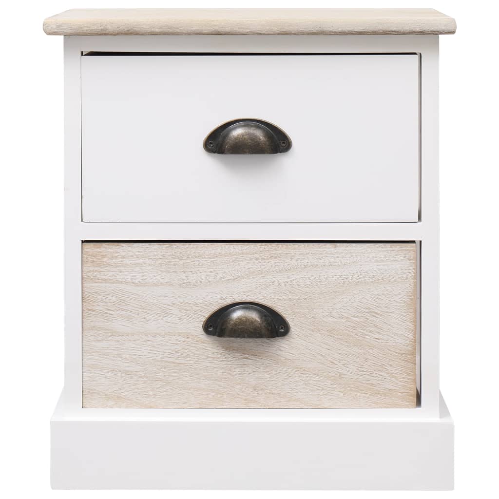 Nattbord 2 stk hvit og naturlig 38x28x45 cm keisertre
