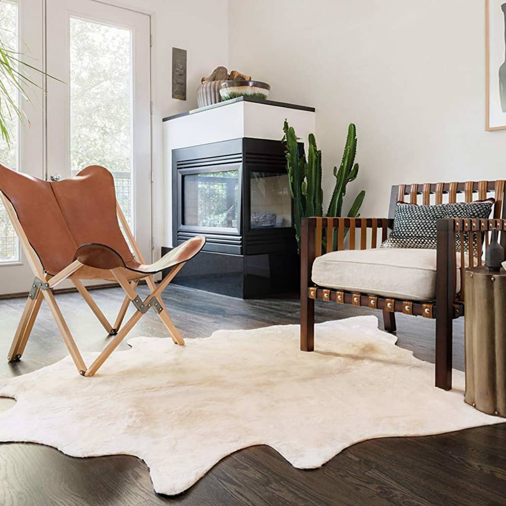 Ekte kuskinnteppe 150x170 cm beige
