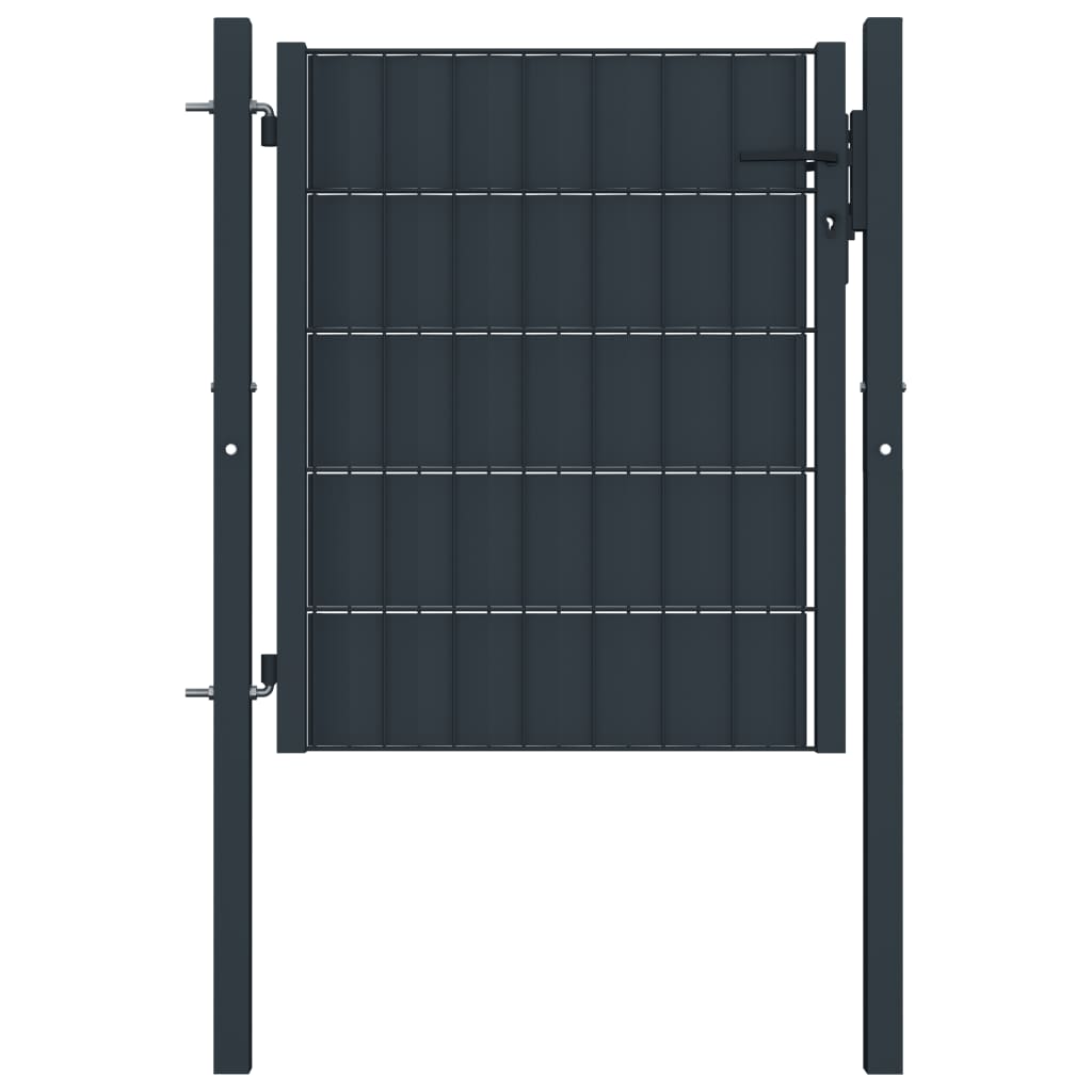 Gjerdeport PVC og stål 100x100 cm antrasitt
