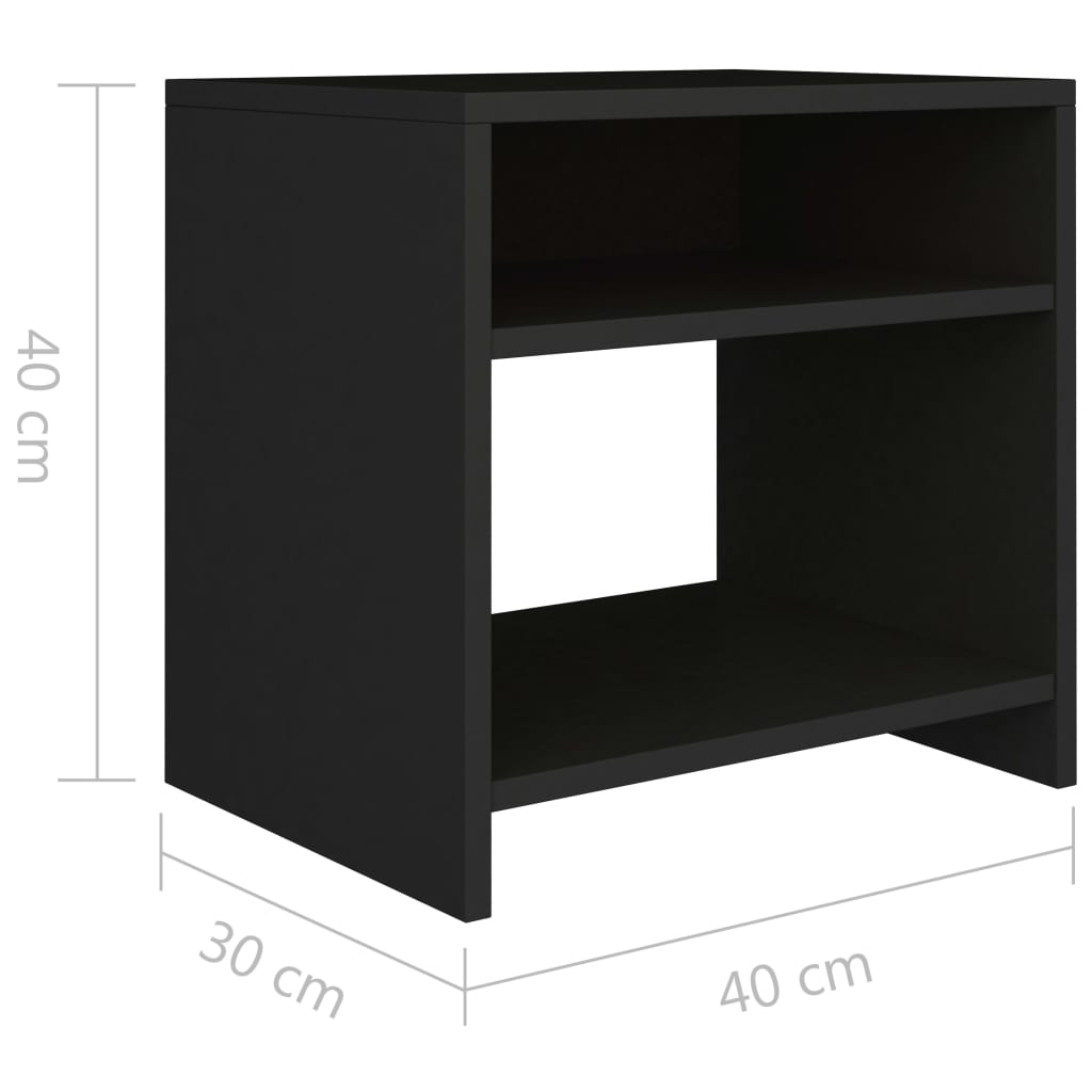 Nattbord svart 40x30x40 cm konstruert tre