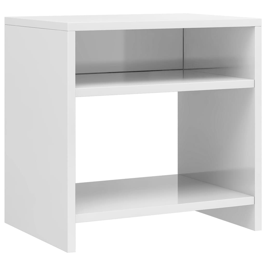 Nattbord 2 stk høyglans hvit 40x30x40 cm konstruert tre