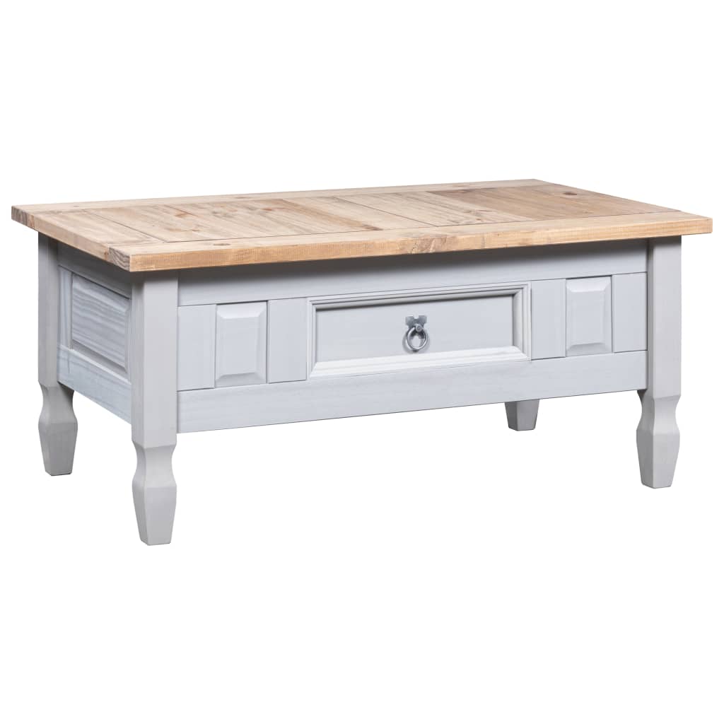 Salongbord meksikansk Corona-stil furu 100x55x44 cm grå