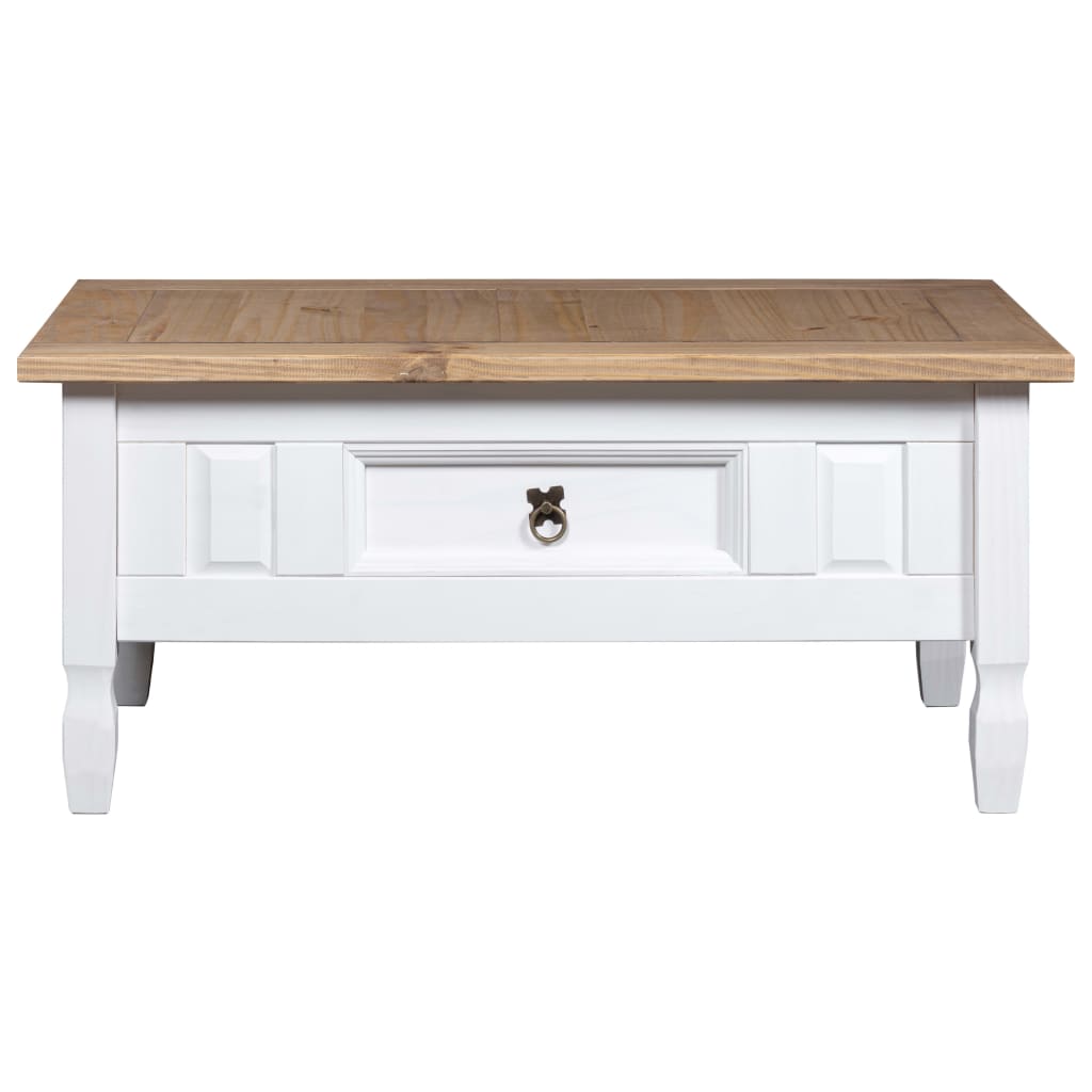 Salongbord meksikansk Corona-stil furu 100x55x44 cm hvit