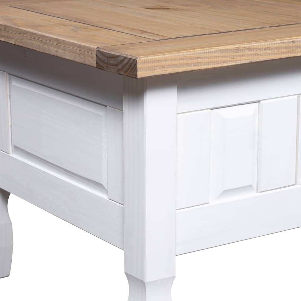 Salongbord meksikansk Corona-stil furu 100x55x44 cm hvit