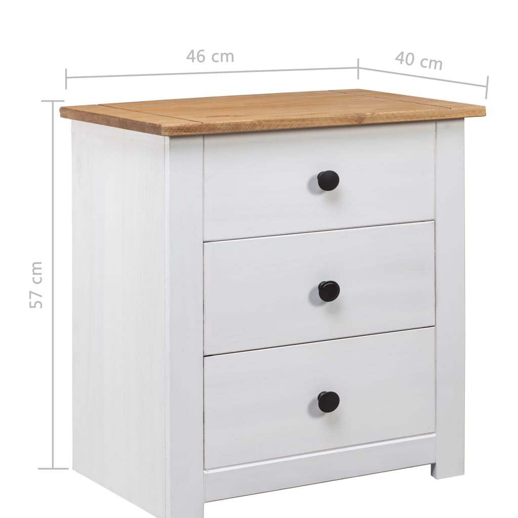 Nattbord hvit 46x40x57 cm furu Panama Range