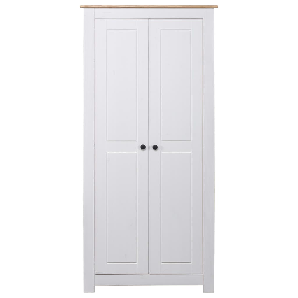 Garderobeskap hvit 80x50x171,5 cm heltre furu Panama Range