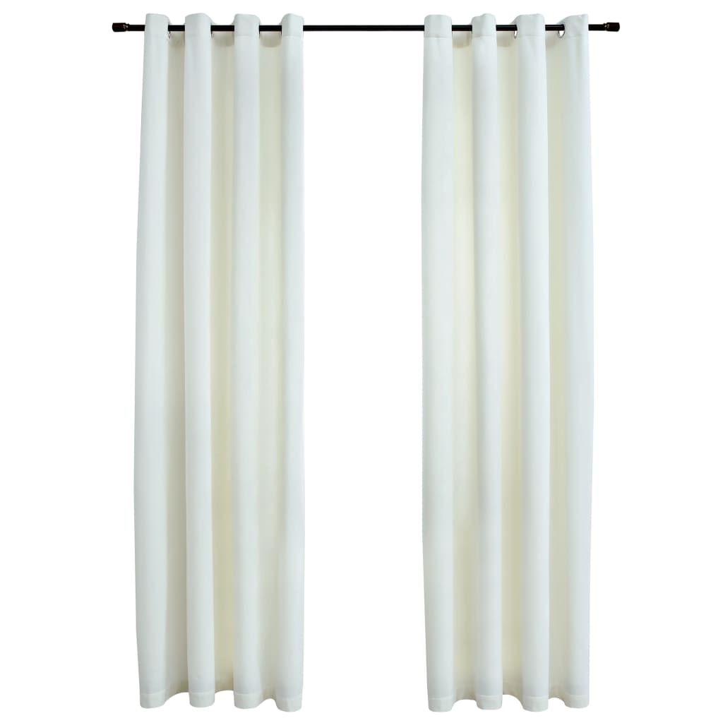 Lystette gardiner med ringer 2 stk fløyel kremhvit 140x225 cm