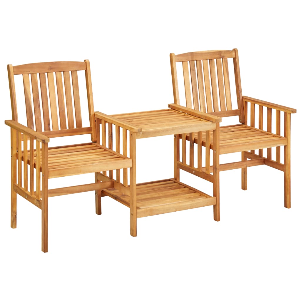 Hagestoler med tebord 159x61x92 cm heltre akasie