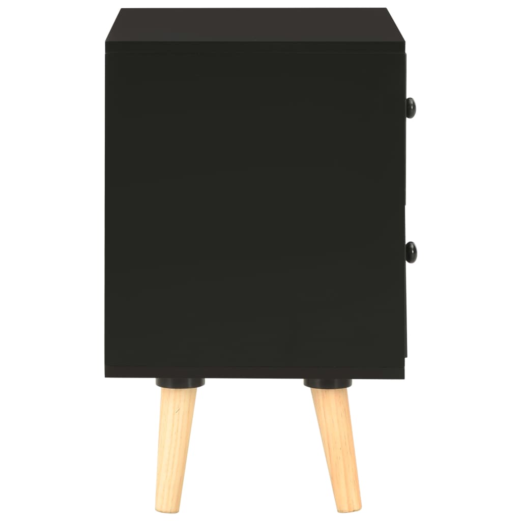 Nattbord 2 stk svart 40x30x50 cm heltre furu