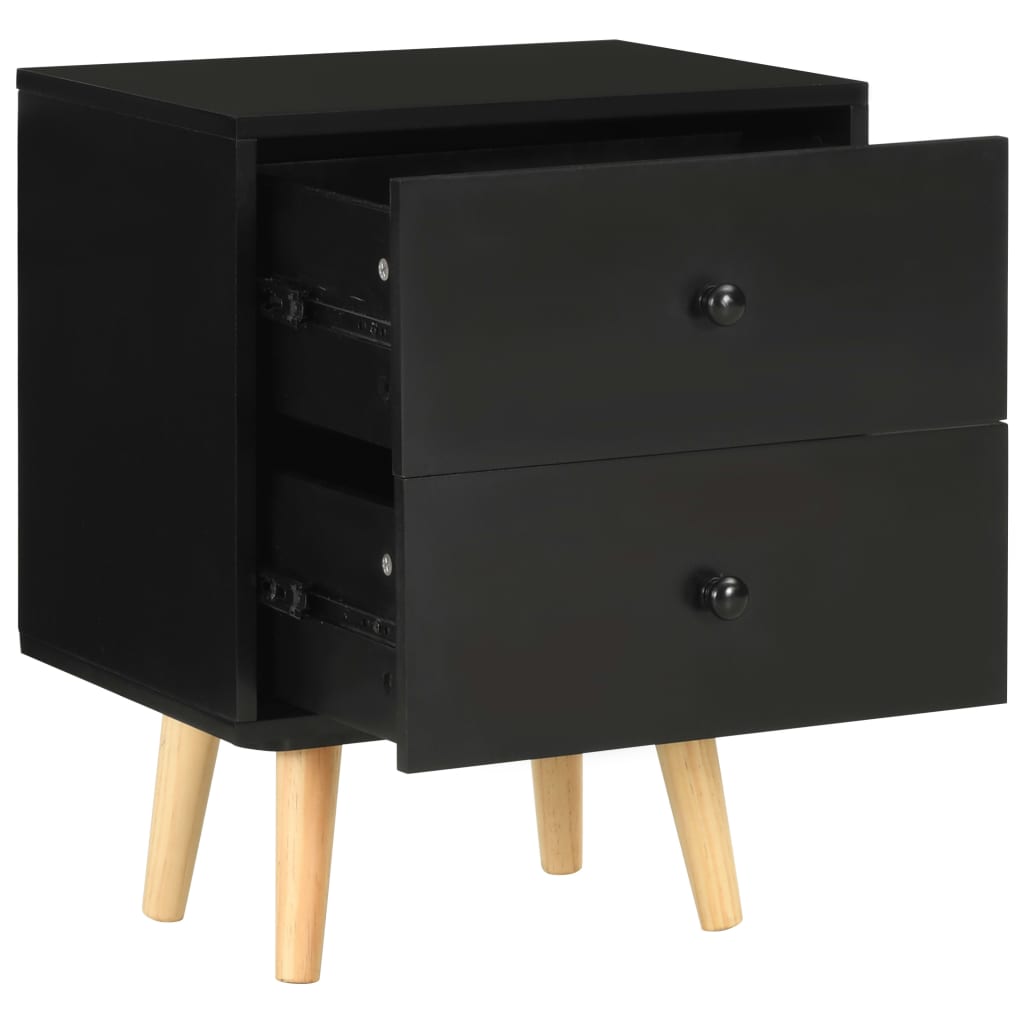 Nattbord 2 stk svart 40x30x50 cm heltre furu