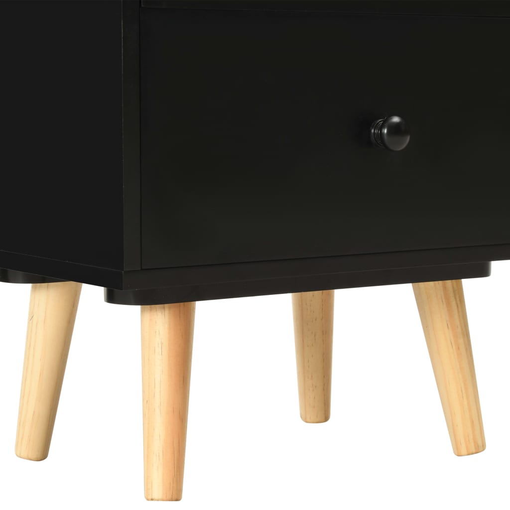 Nattbord 2 stk svart 40x30x50 cm heltre furu
