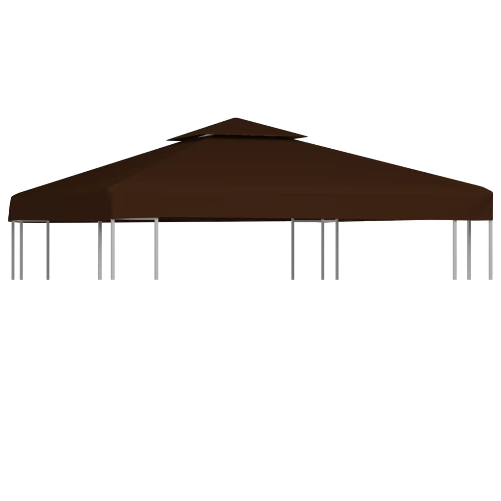 Dobbel toppduk til paviljong 310 g/m² 3x3 m brun
