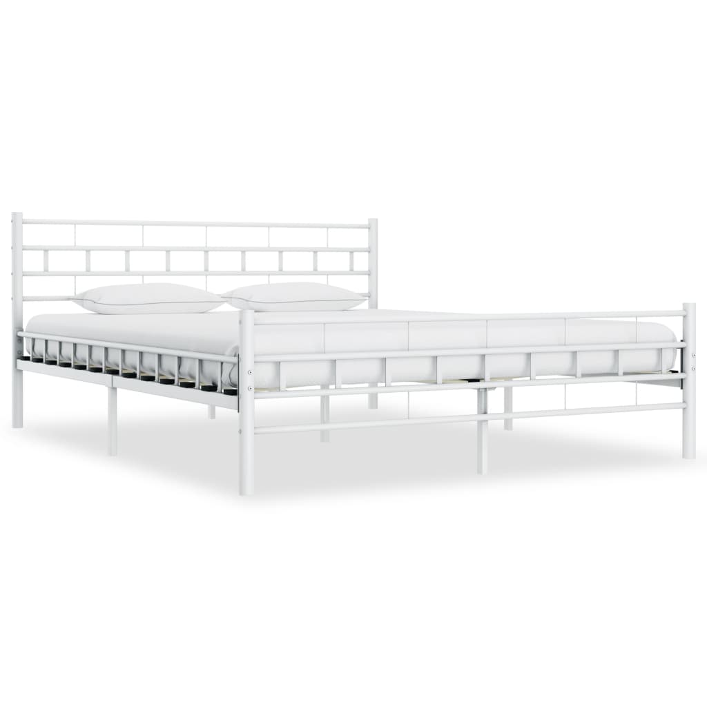 Sengeramme hvit metall 200x200 cm