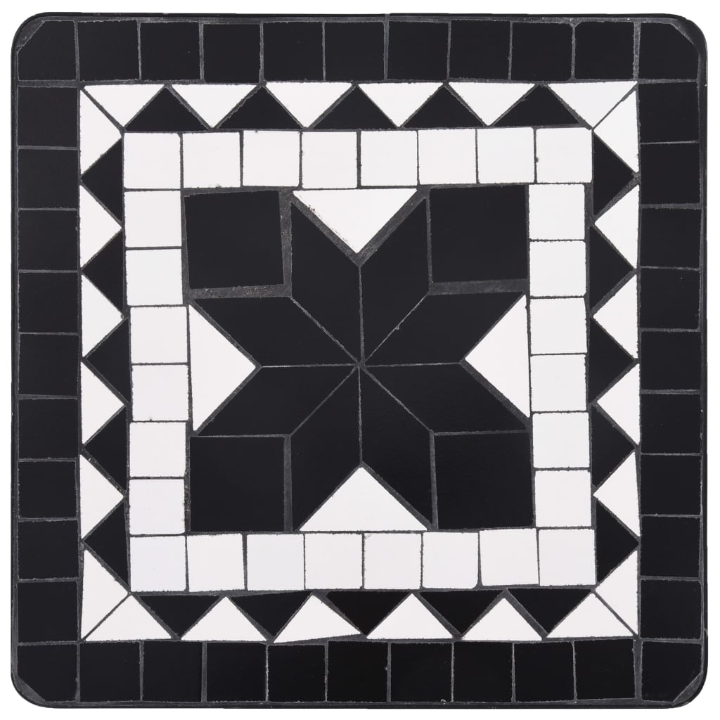 Sidebord med mosaikkmønster svart og hvit keramikk